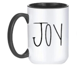 "Joy" 🎄 Black & White Mug – 15oz Ceramic